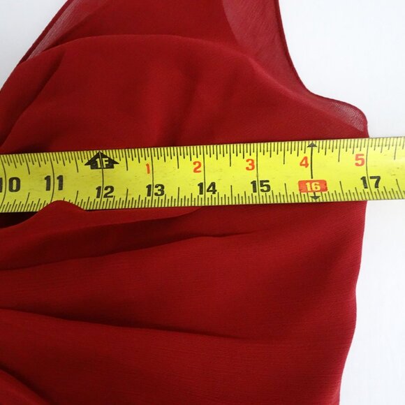 Watters and Watters Red Sleeveless Formal Gown Ruffle Women Size 10 Floor Length - Picture 7 of 12